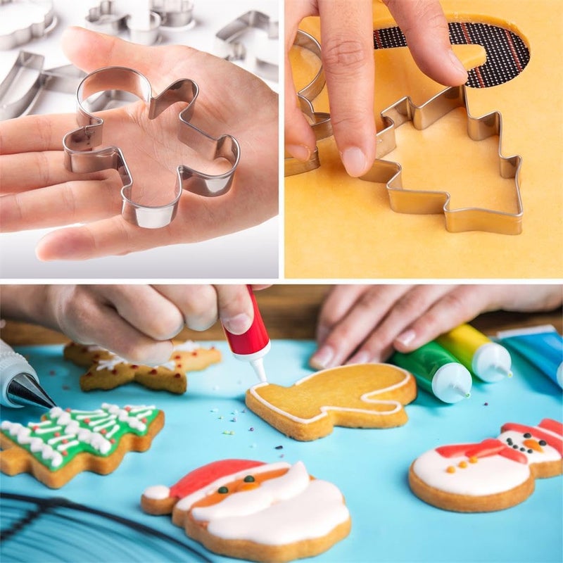 Wmtidene Christmas Cookie Cutters Set of 9 Pieces, Cookie Cutters Shapes for Winter Holiday, Metal includes Christmas Tree,Snowflake,Gingerbread Men,Angel,Star,Mitten,Candy Cane,Snowman - Image 4